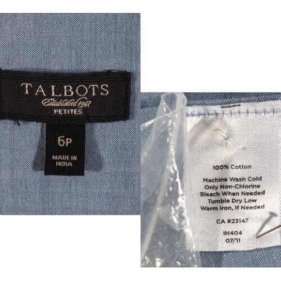 Talbots Womens Shirt Size 6 Petite Button Up Ruffled Front Roll Tab Fitted - Picture 10 of 10